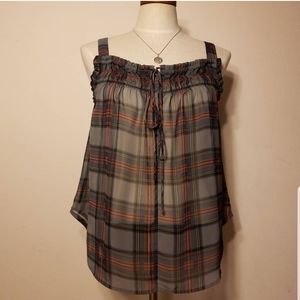 Patterson J Kincaid Sheer Plaid Tank Size Medium